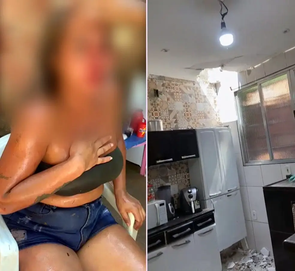 Uma mulher denuncia vizinho por agressão, em Magé