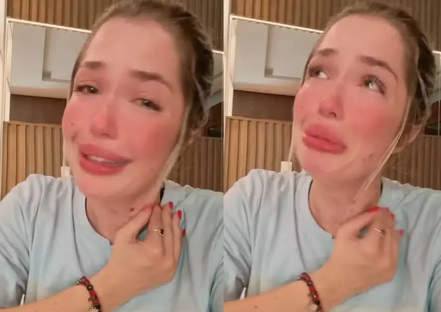 Larissa Ferrari apareceu aos prantos nas redes sociais após acusar Dimitri Payet, do Vasco, de agressão