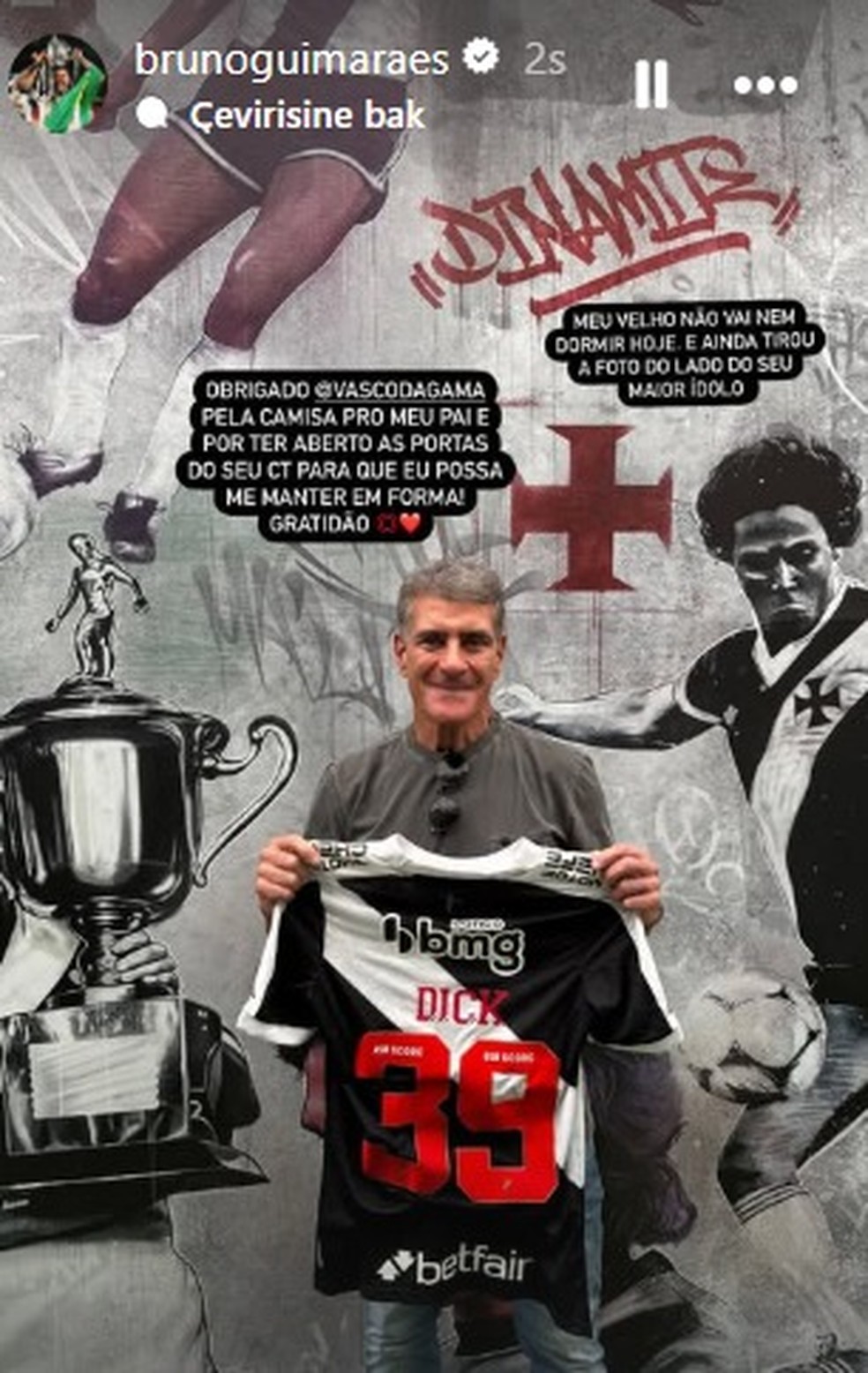 Agradecimento de Bruno Guimarães no Instagram