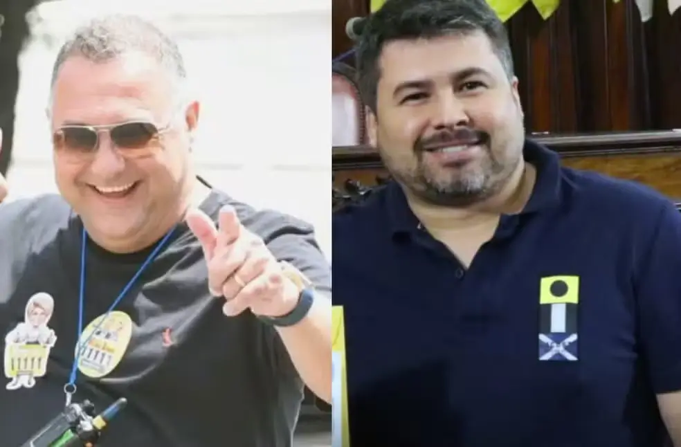 O assessor parlamentar Marcelo dos Anjos Abitan da Silva e o policial civil Raphael Pinto Ferreira Gedeão