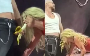 Kesha simula sexo oral com banana em show