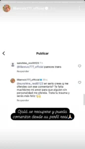Depoimento no Instagram de Lilian Ruiz