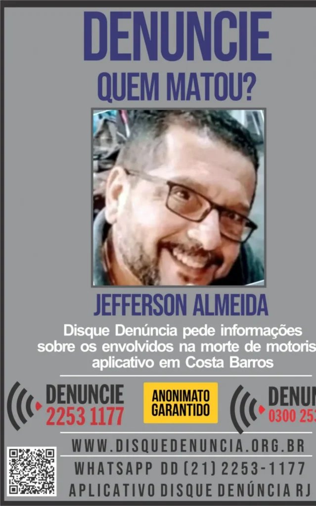Polícia divulga cartaz sobre morte de motorista de aplicativo no Rio