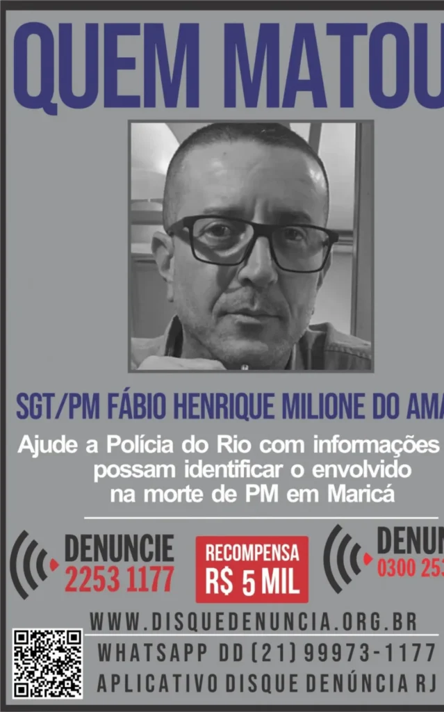 Polícia oferece recompensa por suspeito de matar sargento em Maricá