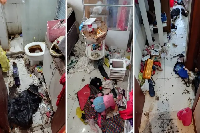 Apartamento de MC Gaby cheio de fezes