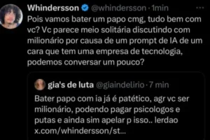 Seguidora critica uso de IA e Whindersson reage com ironia