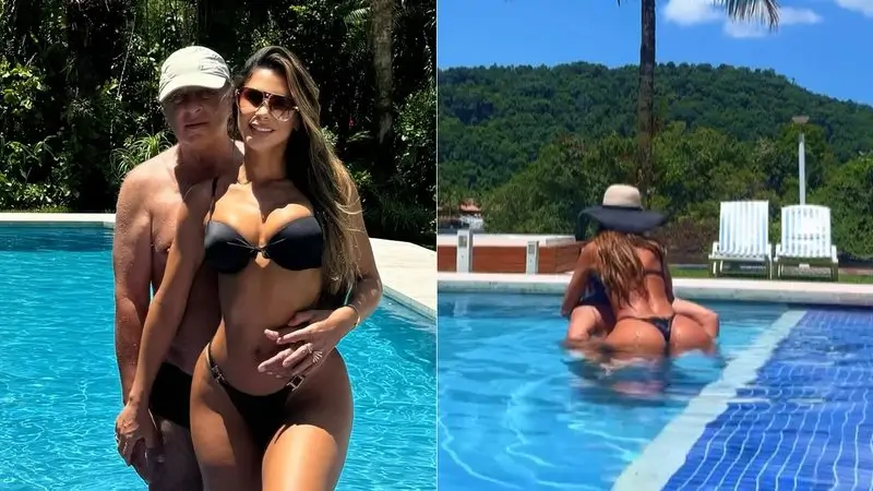 Clara Brasil mostrou dia de piscina com Marco Polo Del Nero