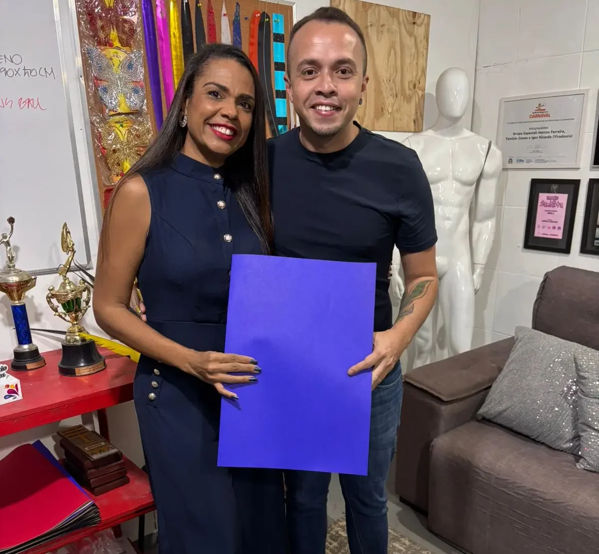 Nathália Brito e carnavalesco Marcus Ferreira