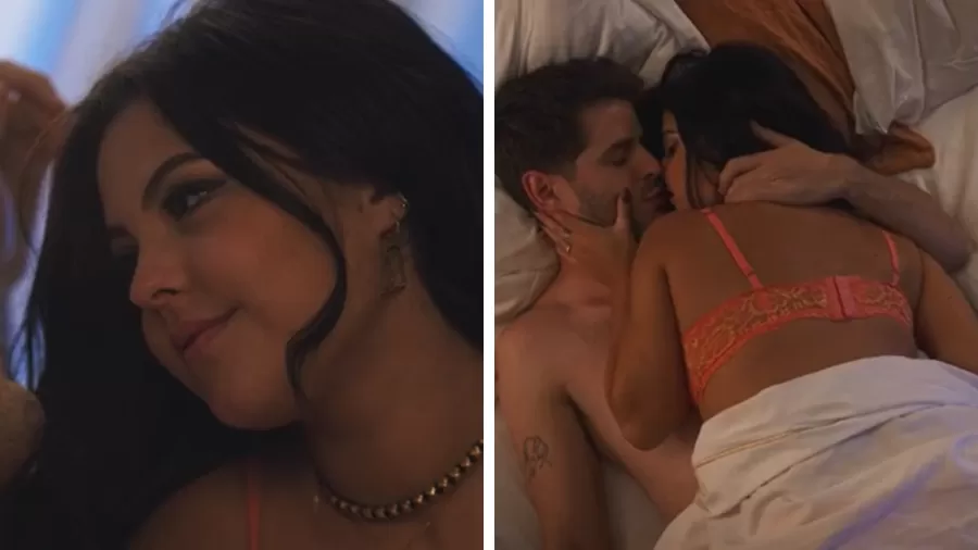 Júlia Gomes em cena com Maurício Destri
