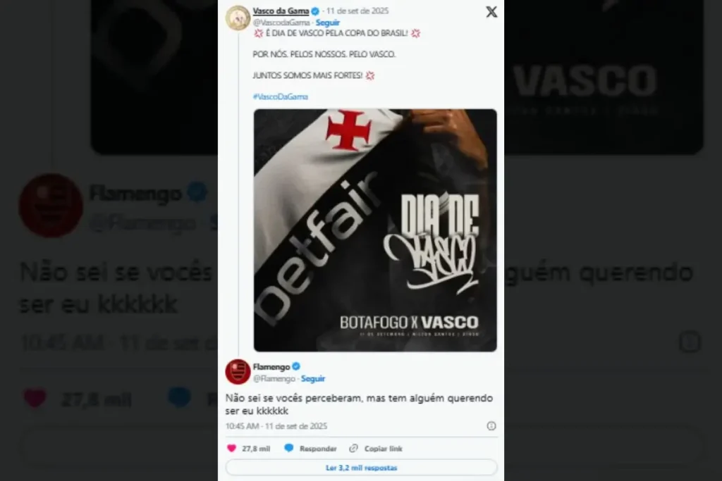 Flamengo zoa perfil do Vasco
