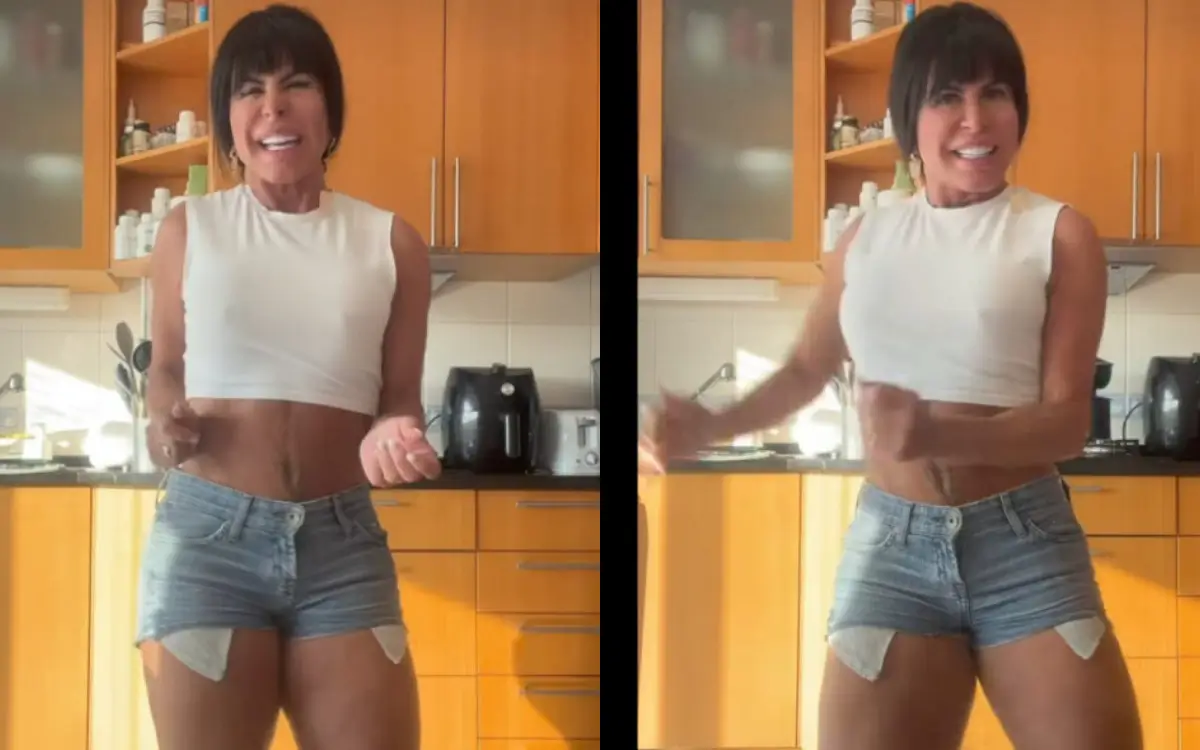 Gretchen publica vídeo dançando de shortinho