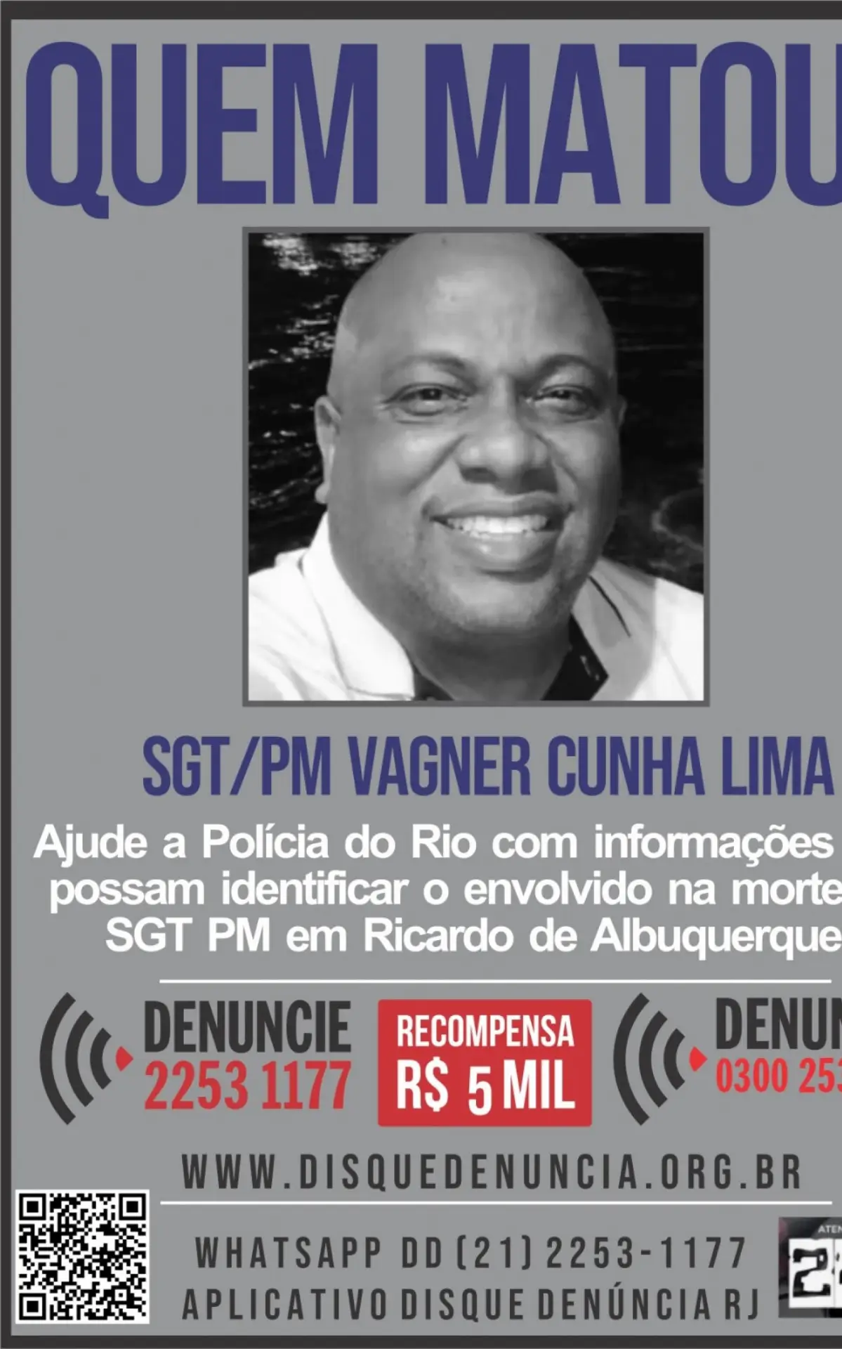 Disque Denúncia divulga cartaz sobre morte de PM