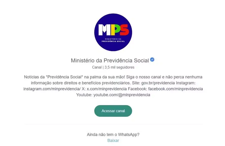 WhatsApp da previdência.