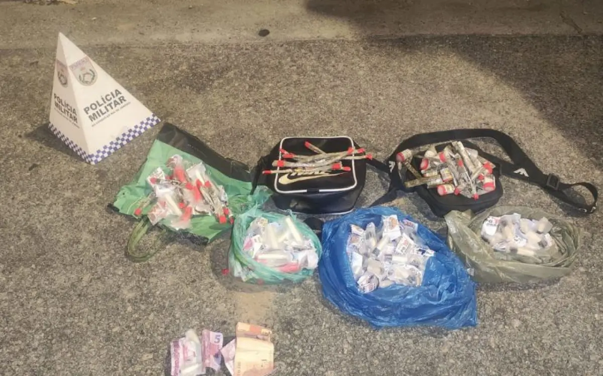 Material apreendido pela Polícia Militar