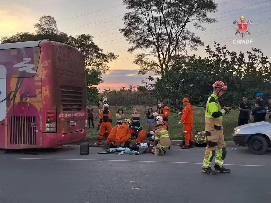 Borracheiro morre esmagado ao fazer manutenção em pneu de ônibus de cantora sertaneja no DF