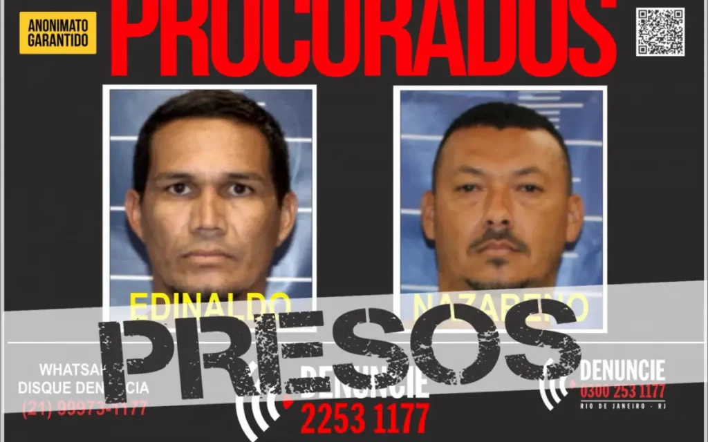 Edinaldo Cordeiro de Oliveira, de 37 anos, e Nazareno Sergio Andrade, de 36, foram presos