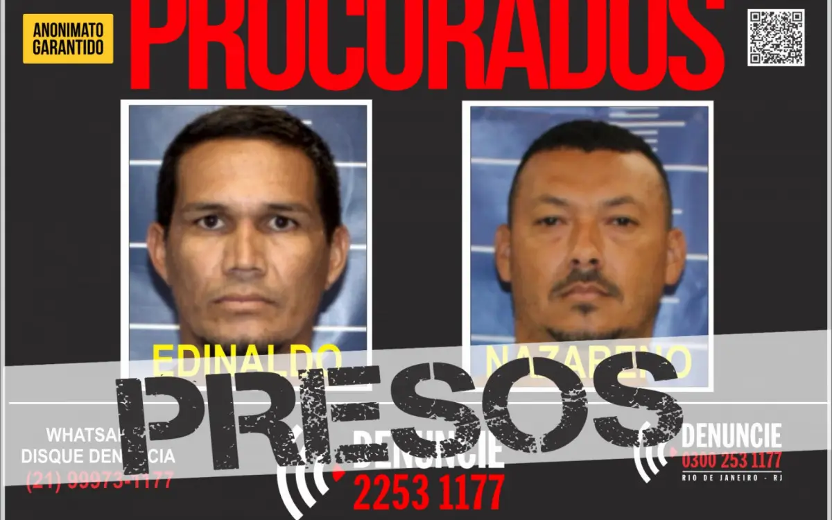 Edinaldo Cordeiro de Oliveira, de 37 anos, e Nazareno Sergio Andrade, de 36, foram presos