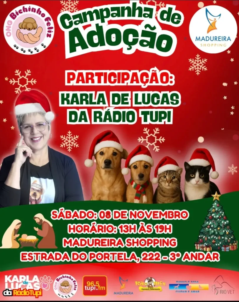 Campanha de adoção no Madureira Shopping com a ONG Bichinho Feliz