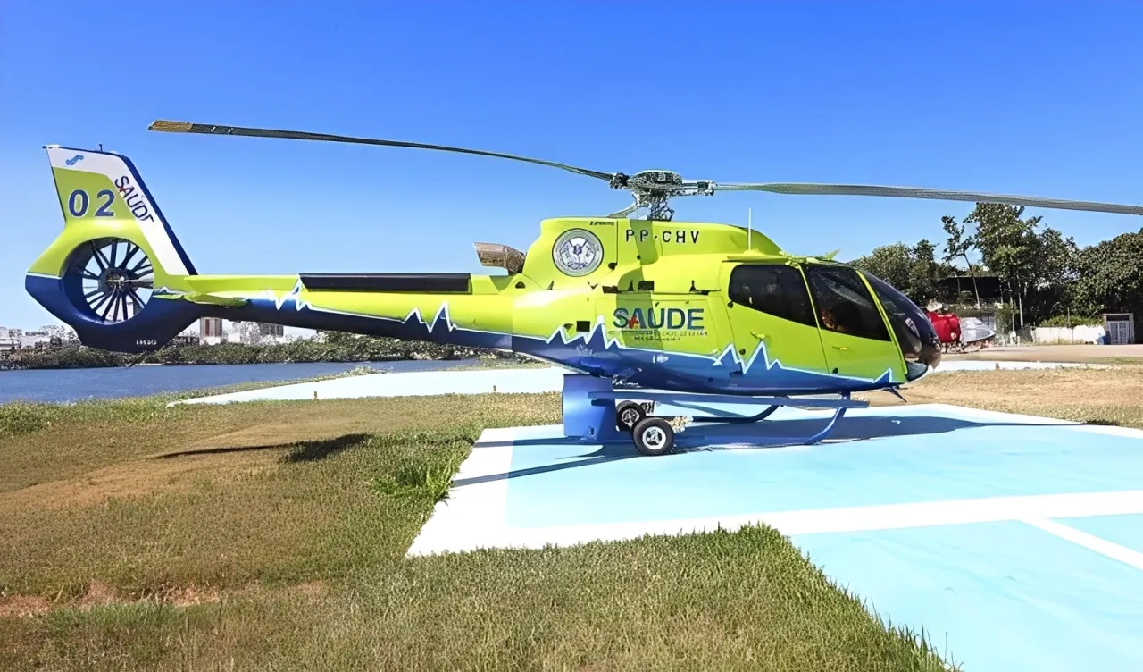 helicóptero resgata equipe médica