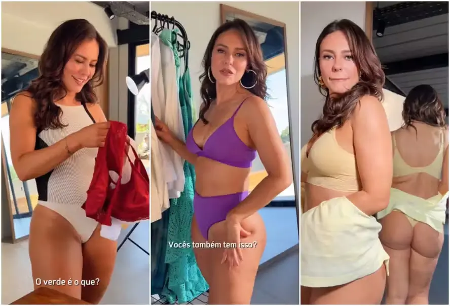 Paolla Oliveira prova lingeries