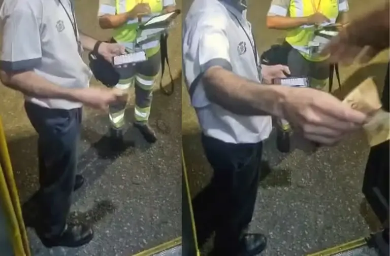 ônibus barrado na Linha Amarela