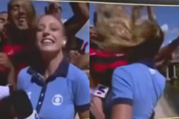 Repórter tem cabelo puxado ao vivo