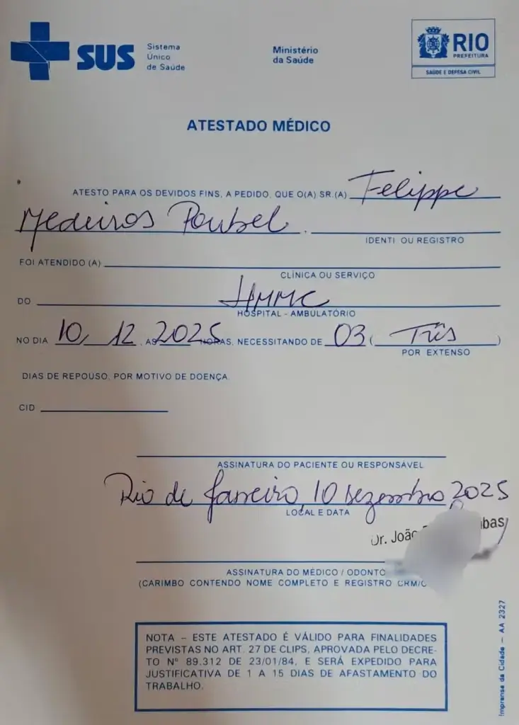 Atestado médico de Poubel