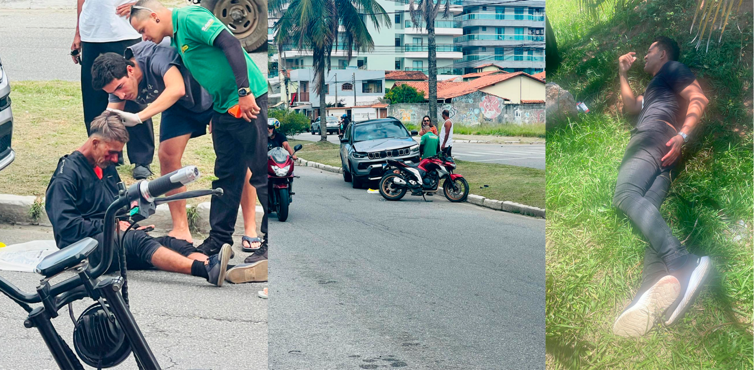 Batida entre carro e moto em Cabo Frio