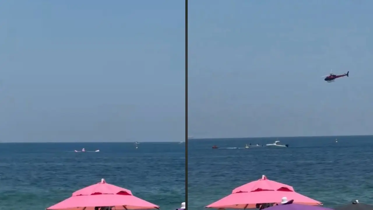 Avião de propaganda cai no mar em Copacabana