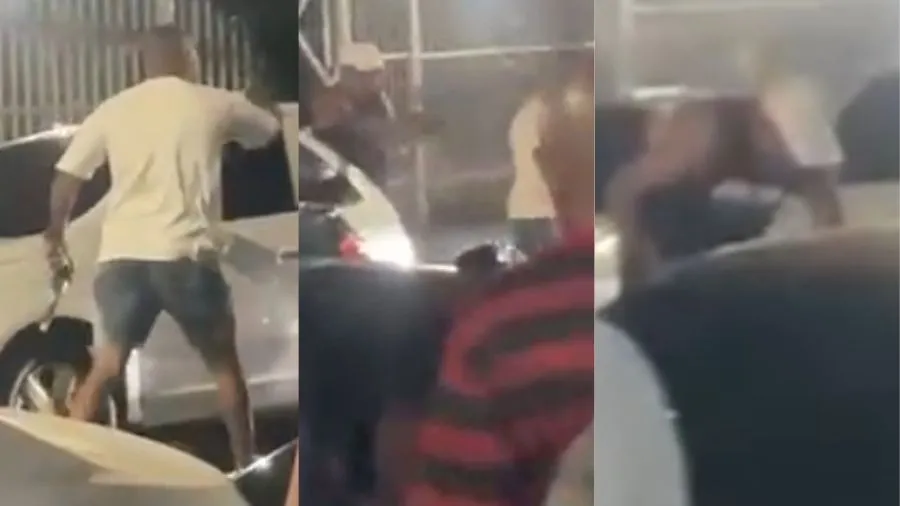 Vídeo mostra homem com réplica de arma. Em seguida, é baleado por PM de folga