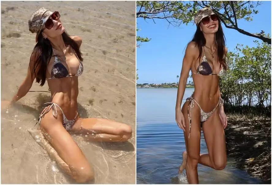 Vitória Strada em praia de Pernambuco