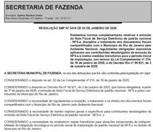 Nota da Secretaria da Fazenda