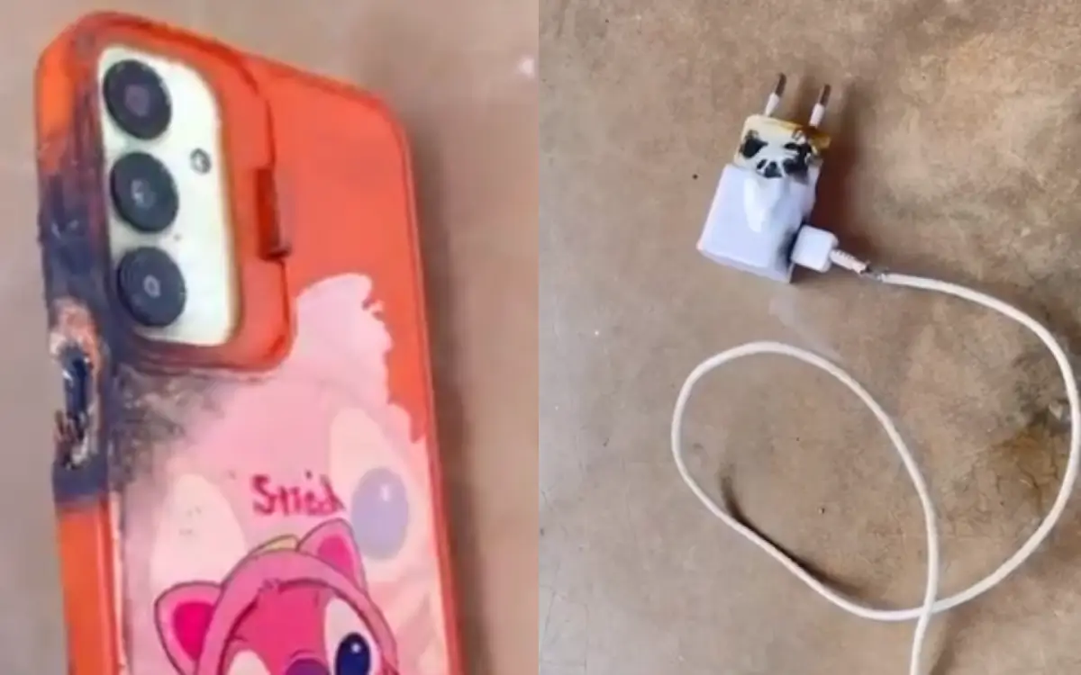 uso de celular na tomada