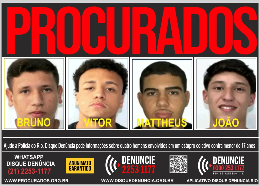 Cartaz de procurados por estupro em Copacabana