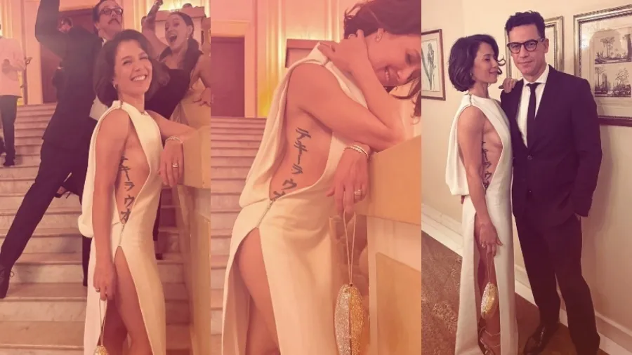 Marjorie Estiano de vestido decotado