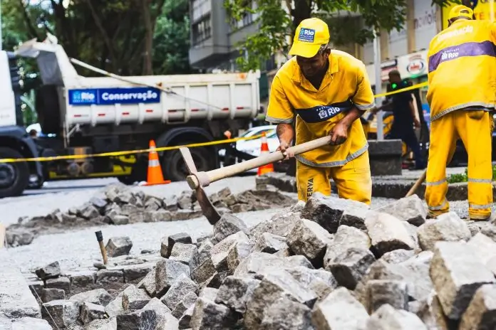 Calçadas históricas do Centro do Rio entram em obras de recuperação