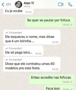 Monique Alfradique em conversa no WhatsApp.