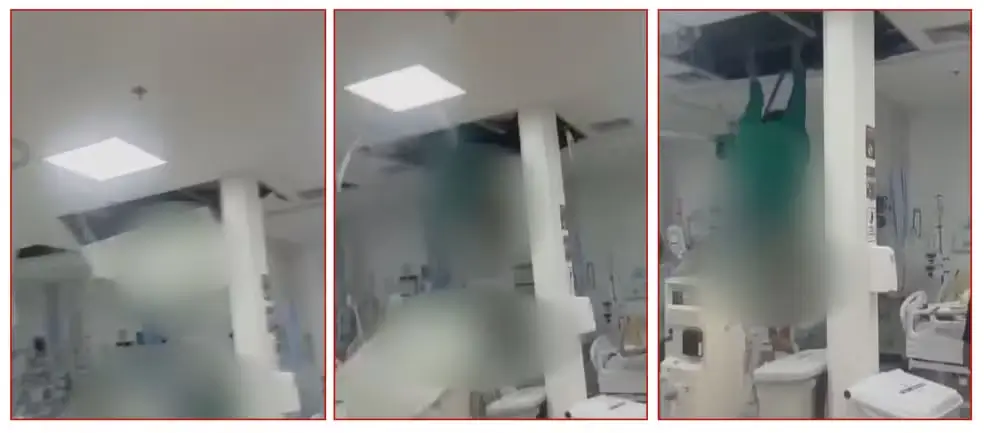 paciente cai do teto de hospital
