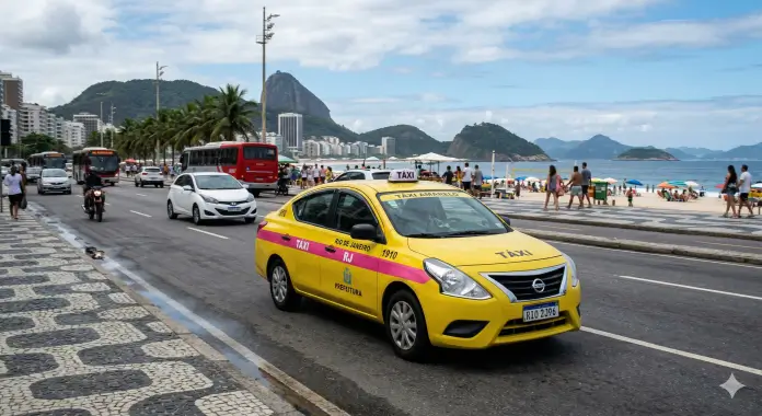 Faixa rosa para táxis no Rio