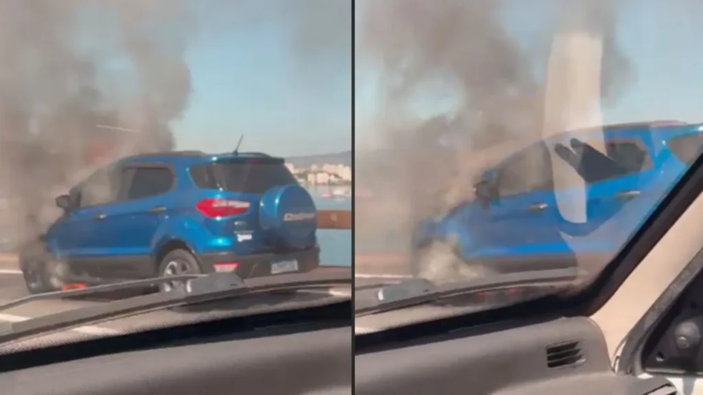carro pega fogo na Ponte Rio-Niterói