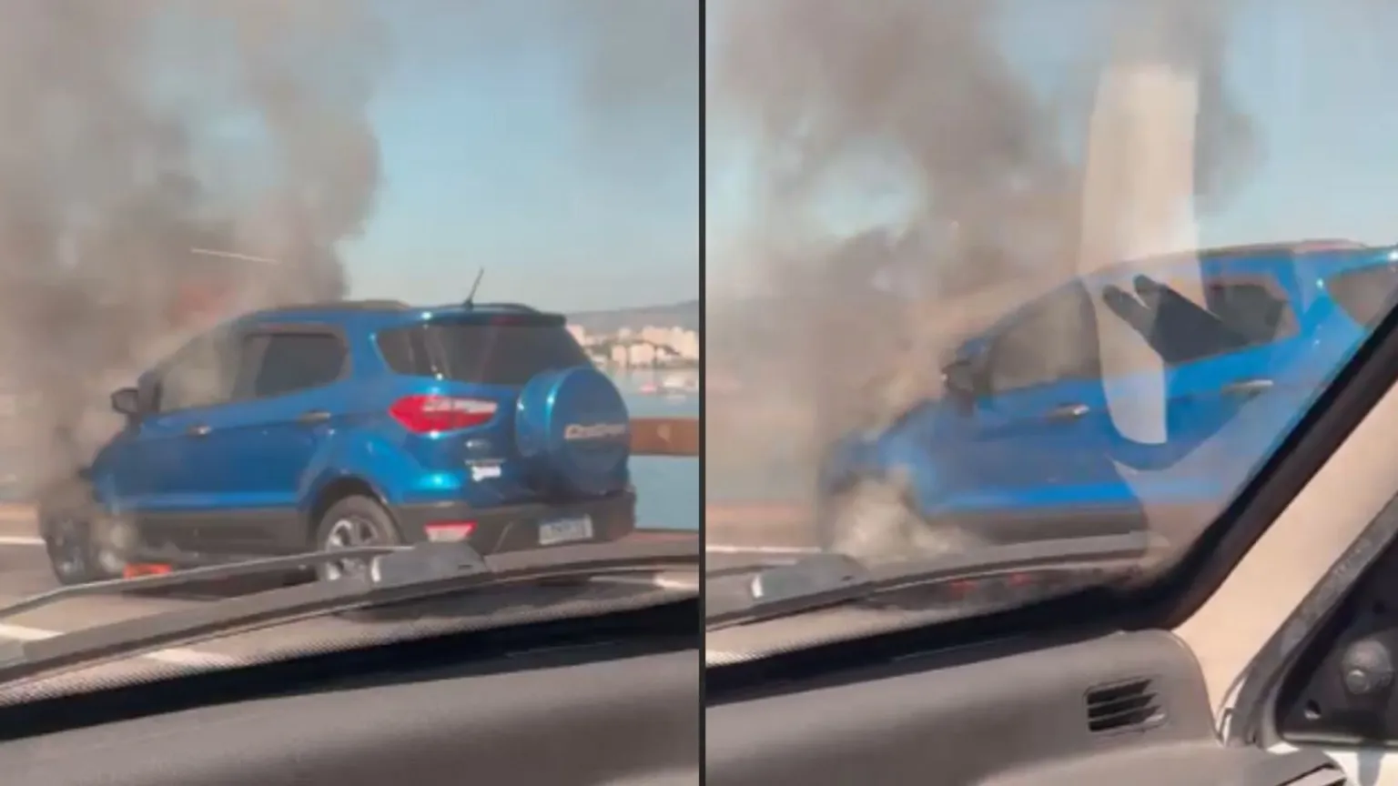 carro pega fogo na Ponte Rio-Niterói
