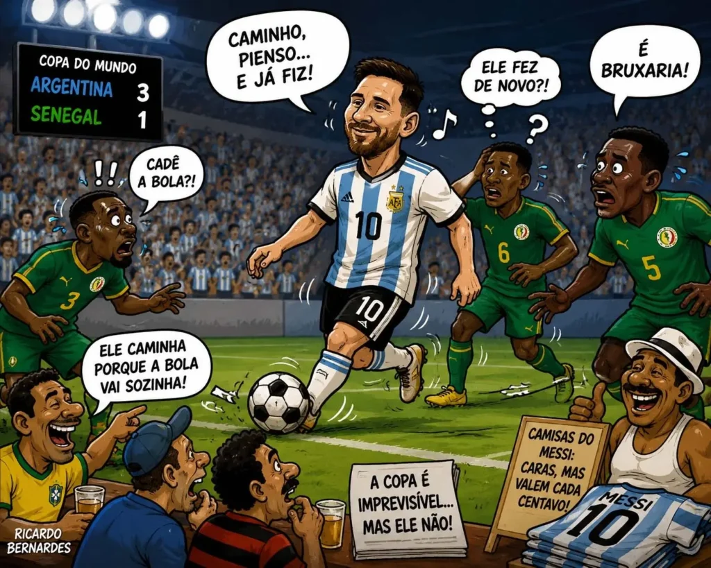 Messi na Copa dop Mundo em desenho