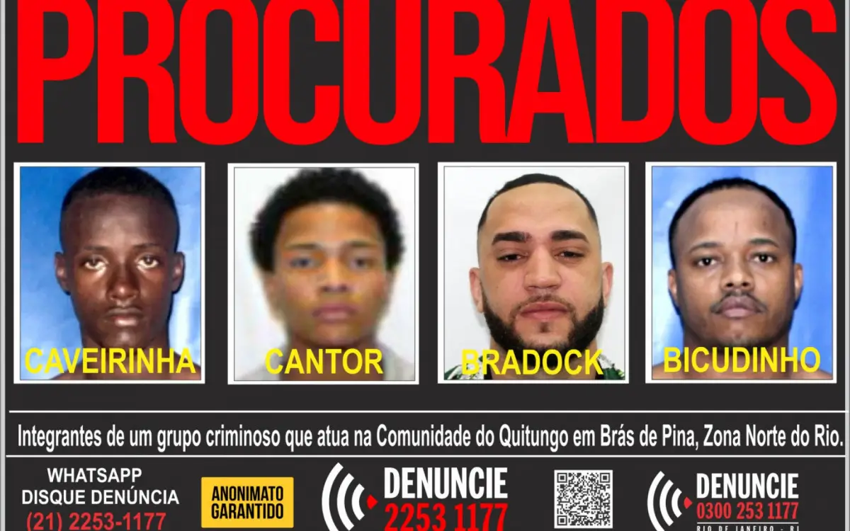 Traficantes procurados na Penha são alvo de cartaz do Disque Denúncia