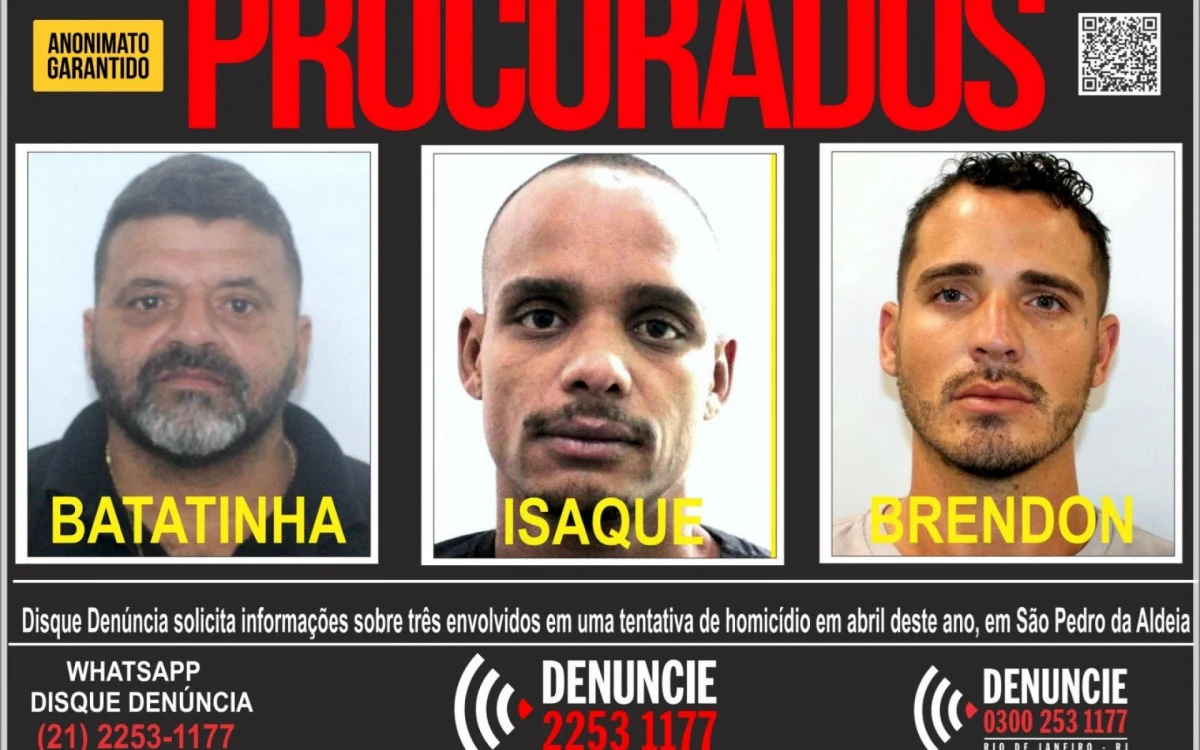 foragidos por tentativa de homicídio na Região dos Lagos