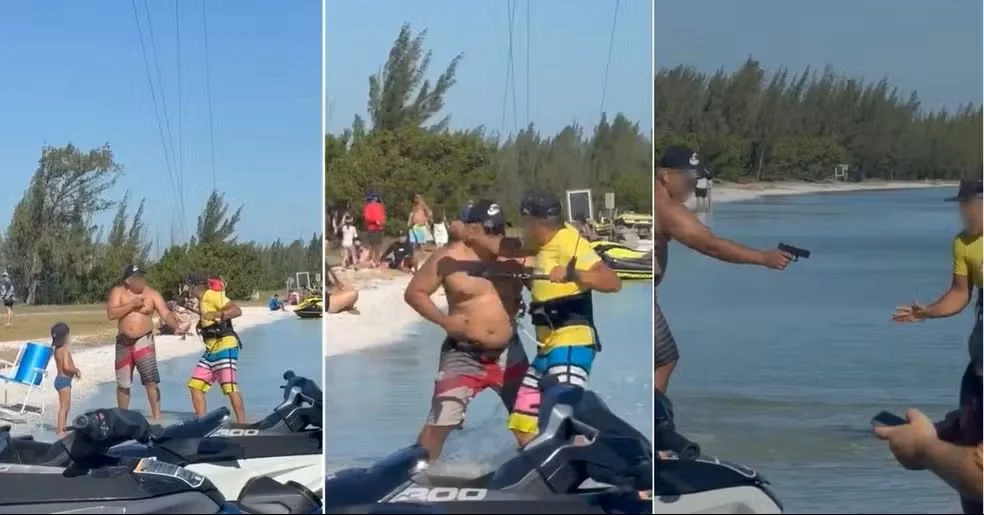 Banhista saca arma e aponta para velejador em Arraial do Cabo