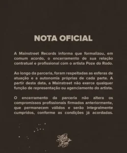Comunicado de Fim de Parceria